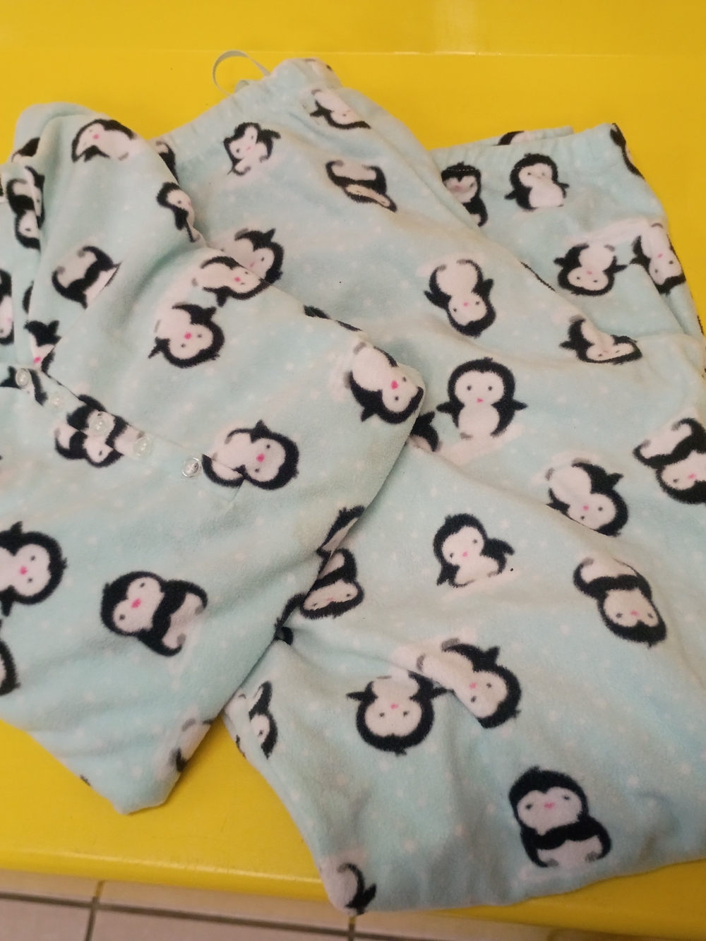 Pj Couture Light Blue Penguin Print Plush Pajama Set